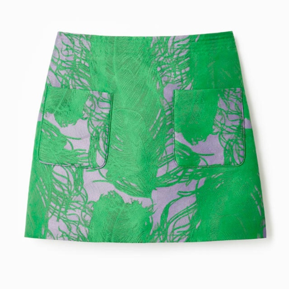 Iris Apfel x H&M jacquard mini skirt green/lavender size 10